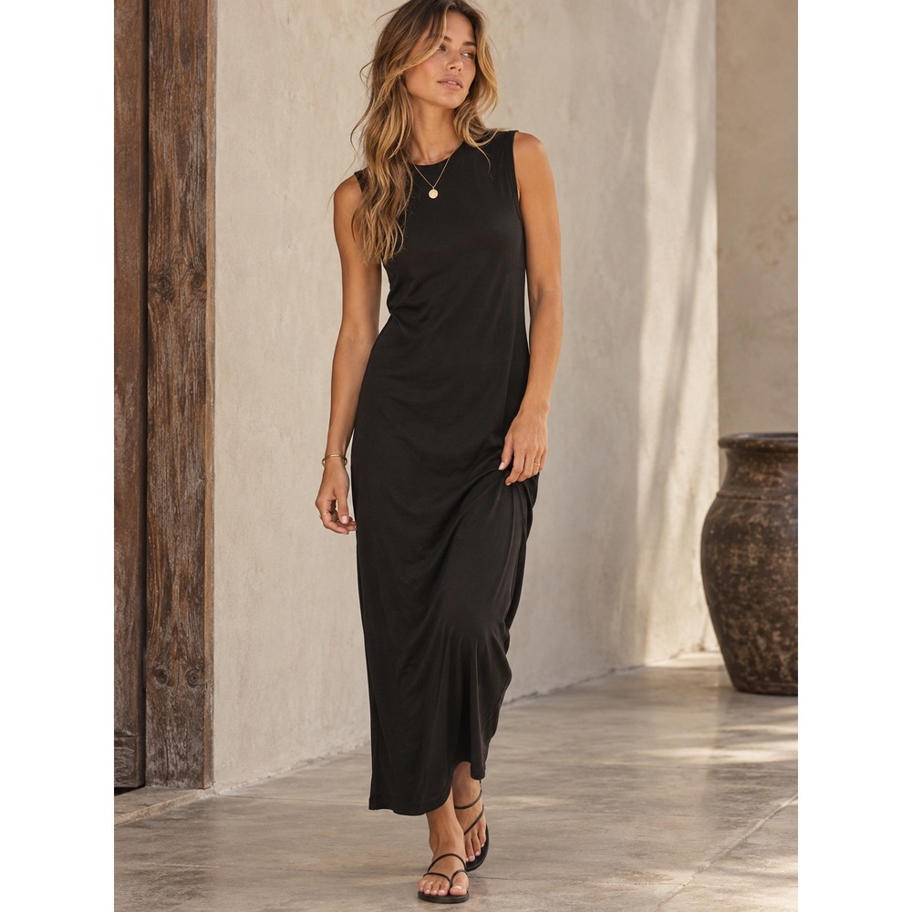 Buck Mason Black Maxi Sleeveless T-Shirt Dress XS Minimalist Casual Capsule